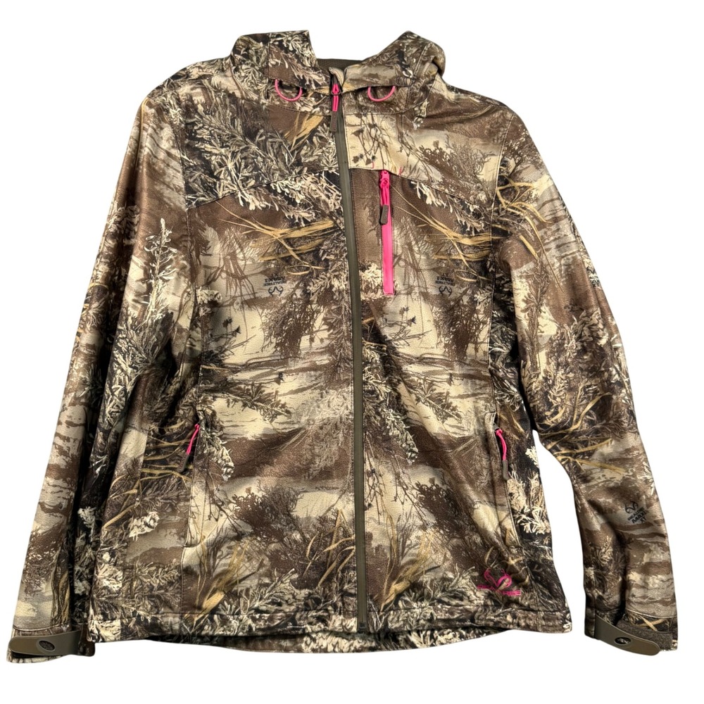 Realtree Max-1 XT Lg Camo Softshell Jacket Pink Accent Tactical Gorpcore Hunting